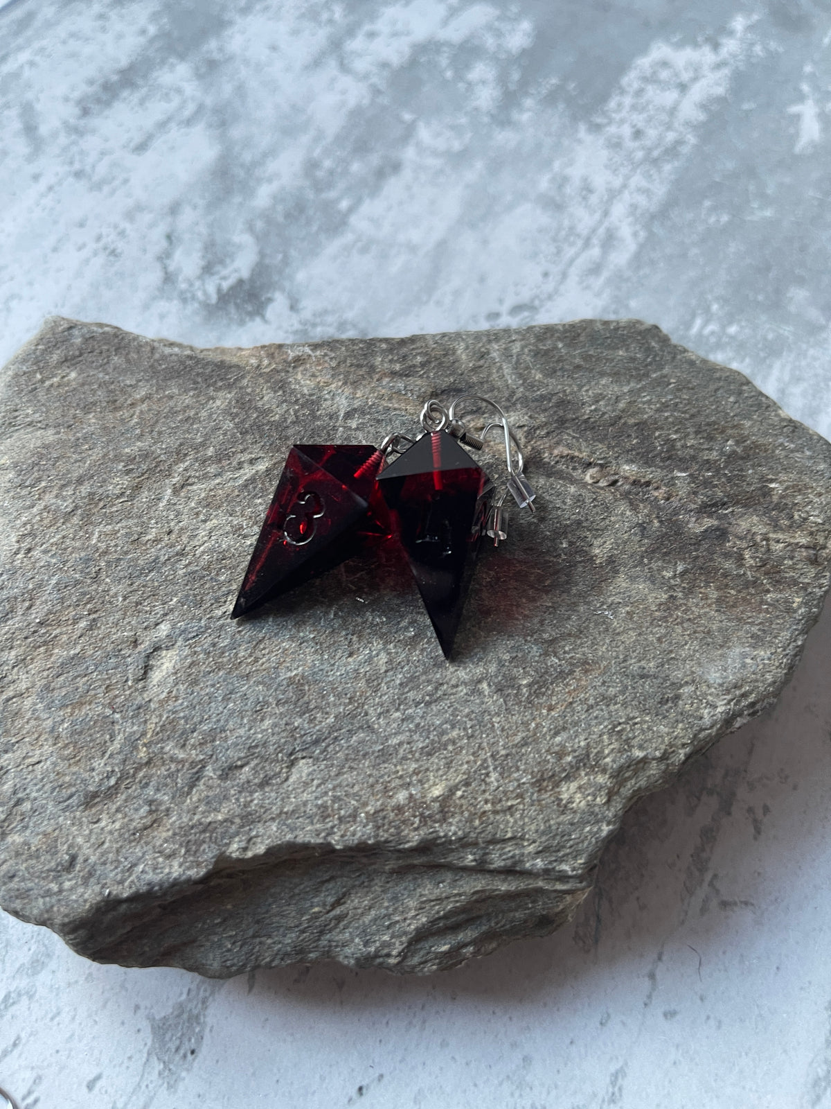 Vampire Blood D4 dice earrings