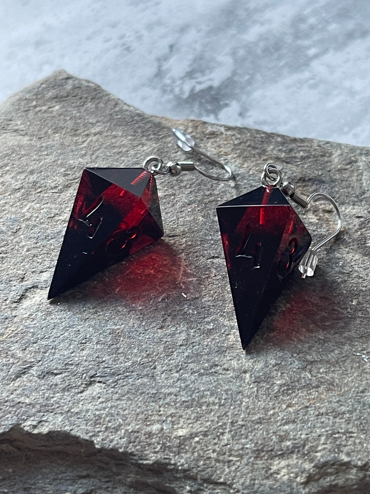 Vampire Blood D4 dice earrings