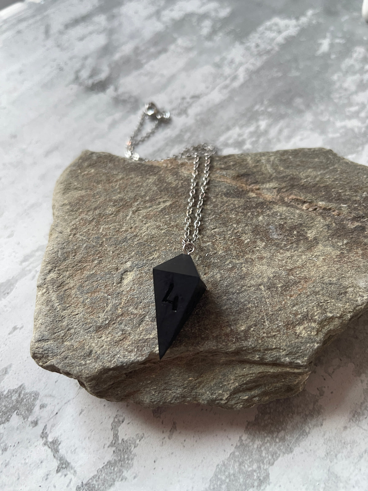 Blck Coal Shard D4 die necklace