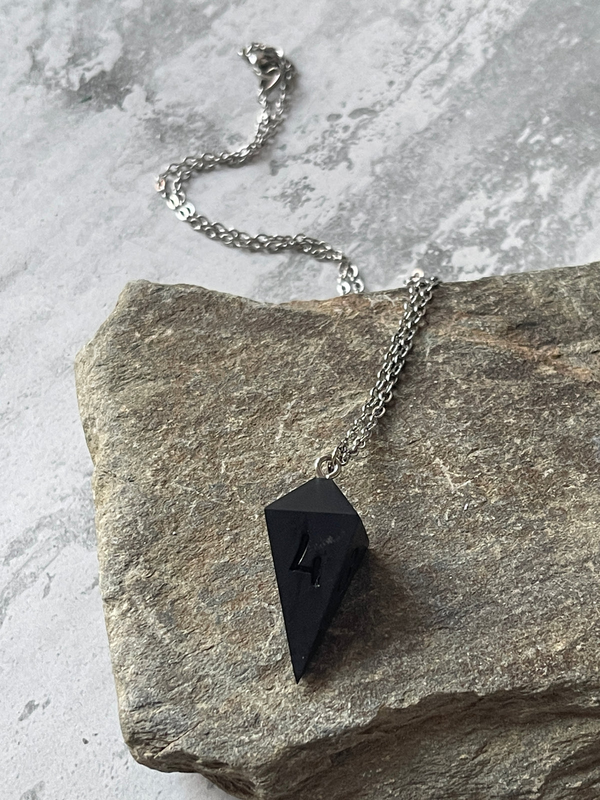 Blck Coal Shard D4 die necklace