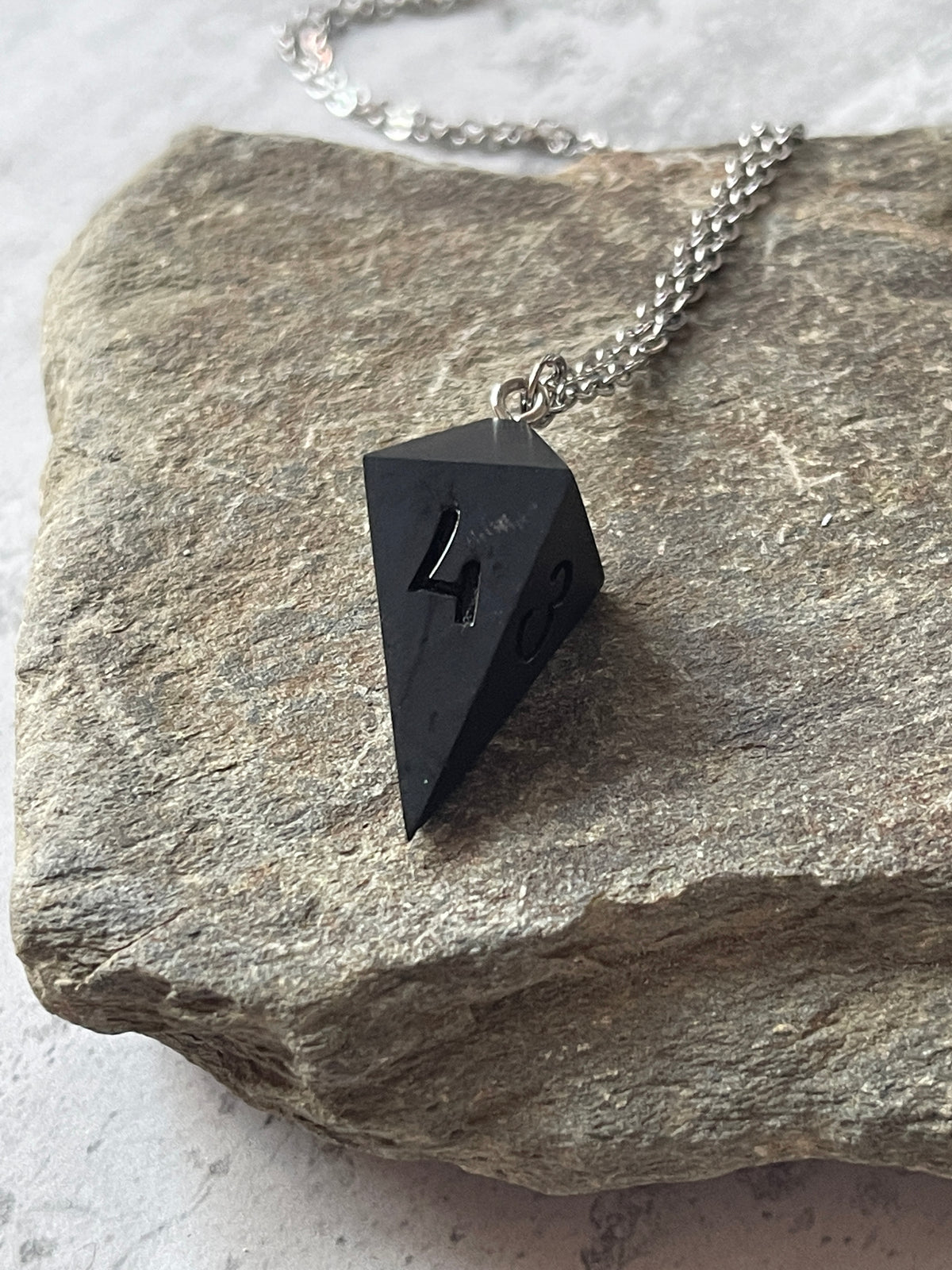 Blck Coal Shard D4 die necklace