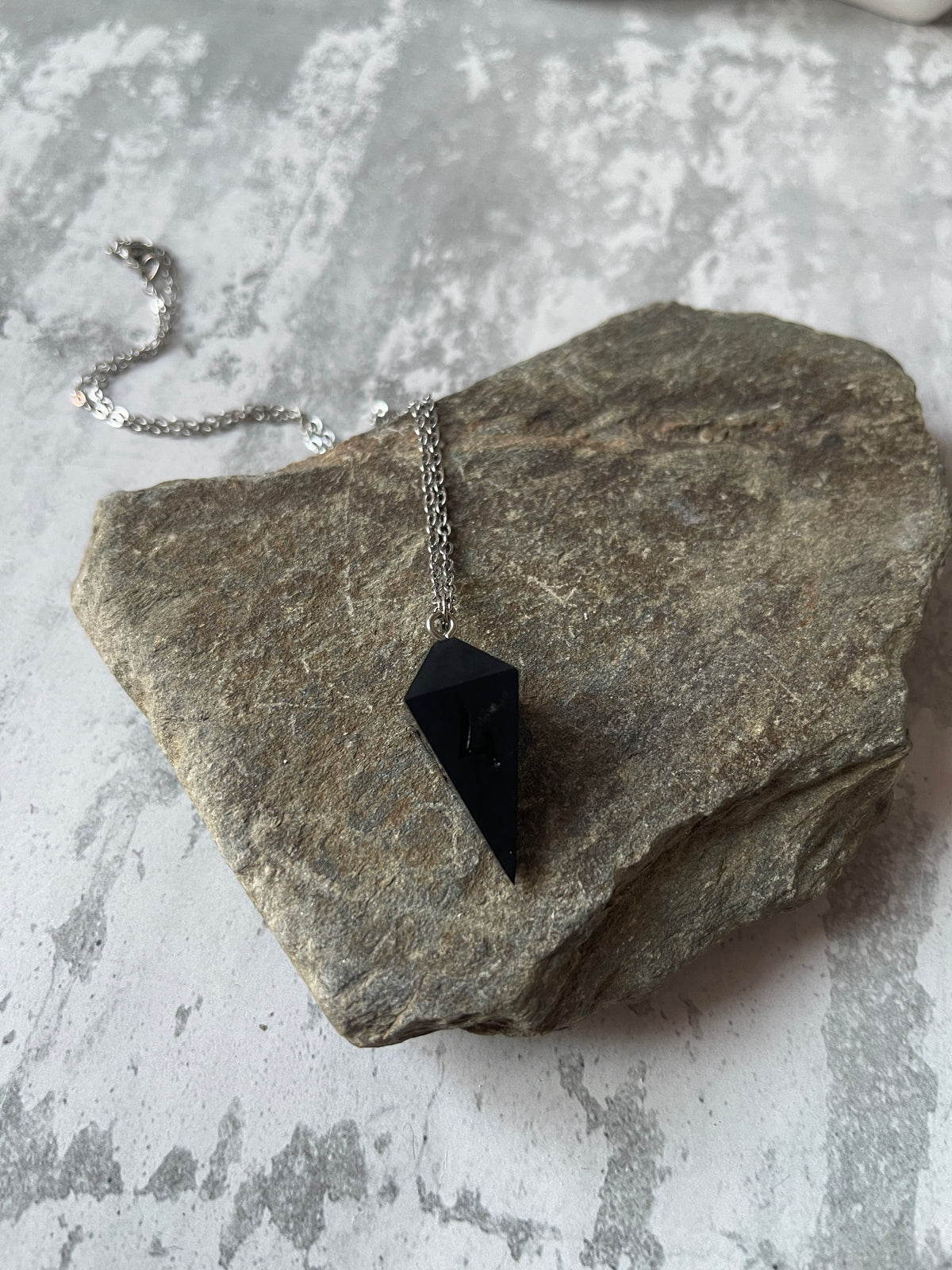 Blck Coal Shard D4 die necklace
