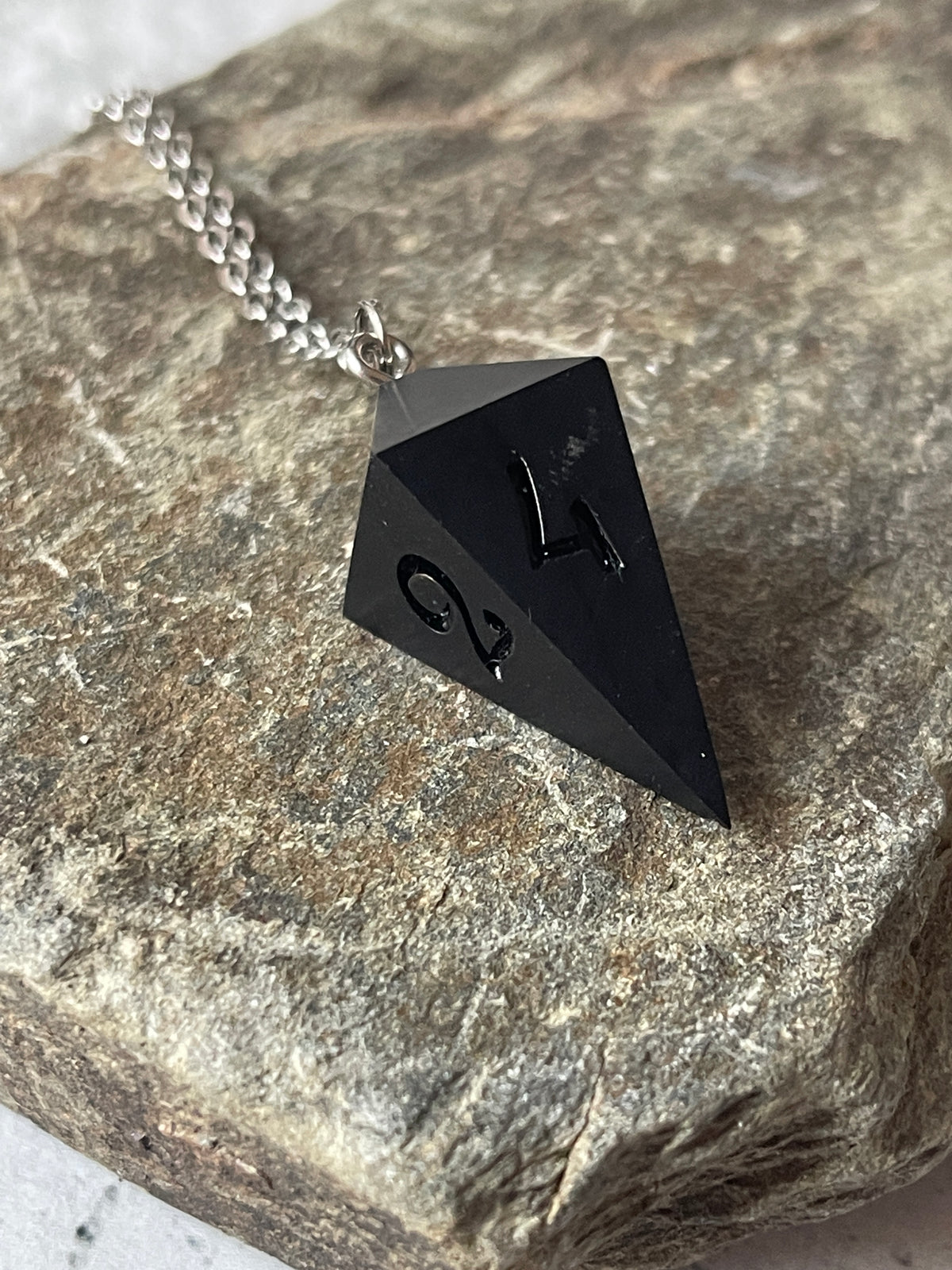 Blck Coal Shard D4 die necklace