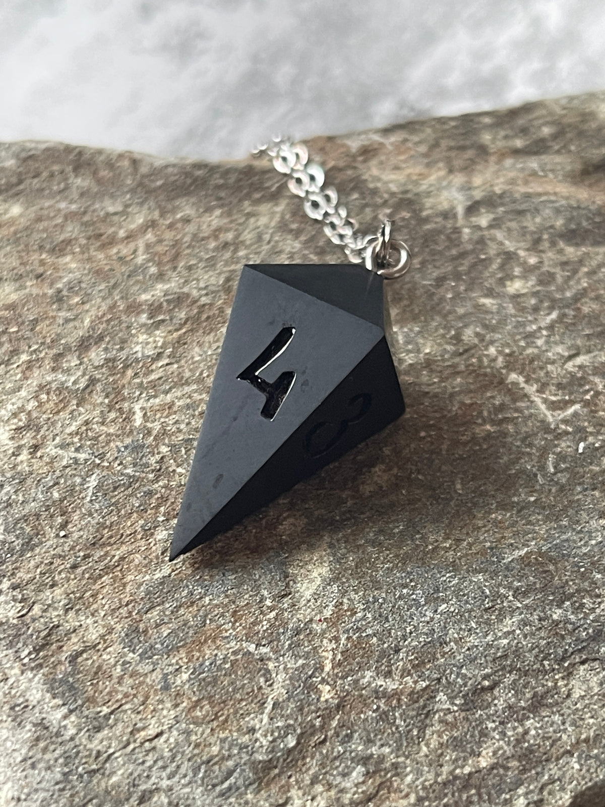 Blck Coal Shard D4 die necklace
