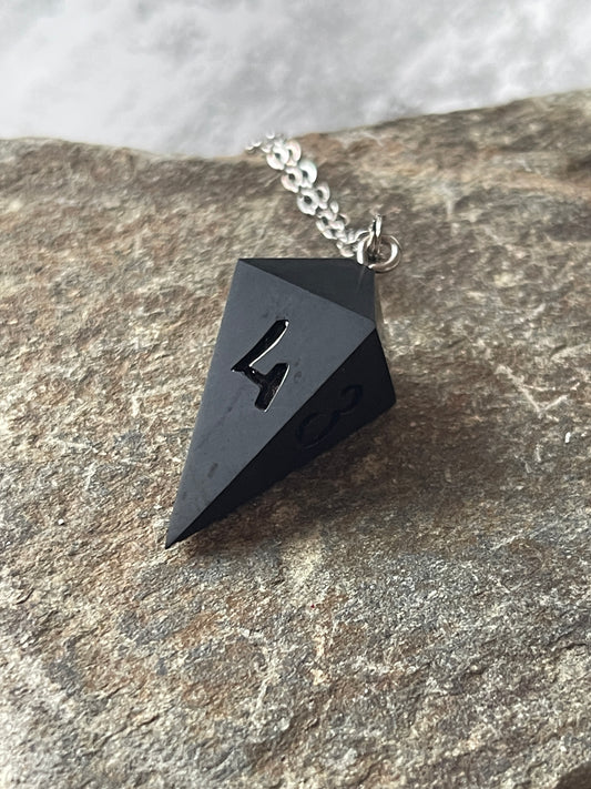 Blck Coal Shard D4 die necklace