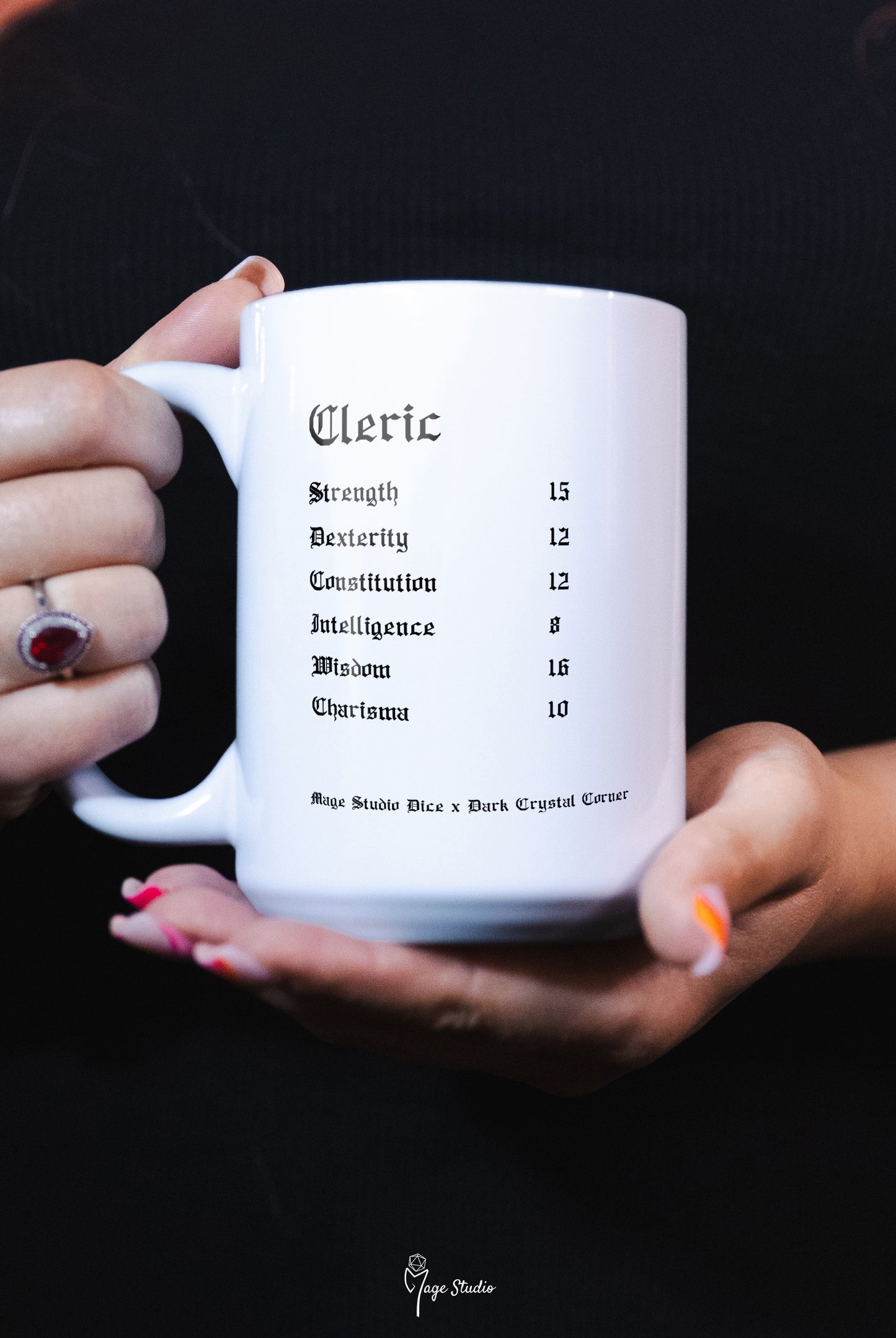 Cleric D&D class mug 450ml 15oz black inside / customization