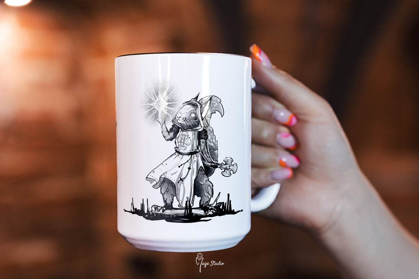 Cleric D&D class mug 450ml 15oz black inside / customization