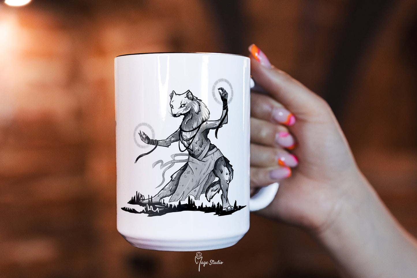Monk D&D class mug 450ml 15oz black inside / customization