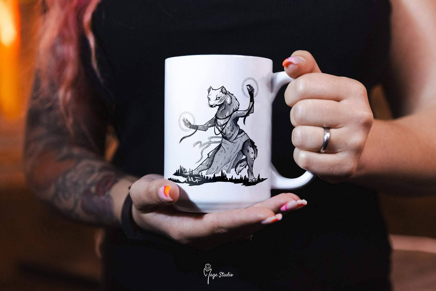 Monk D&D class mug 450ml 15oz black inside / customization