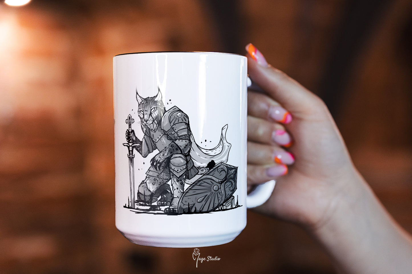 Paladin D&D class mug 450ml 15oz black inside / customization