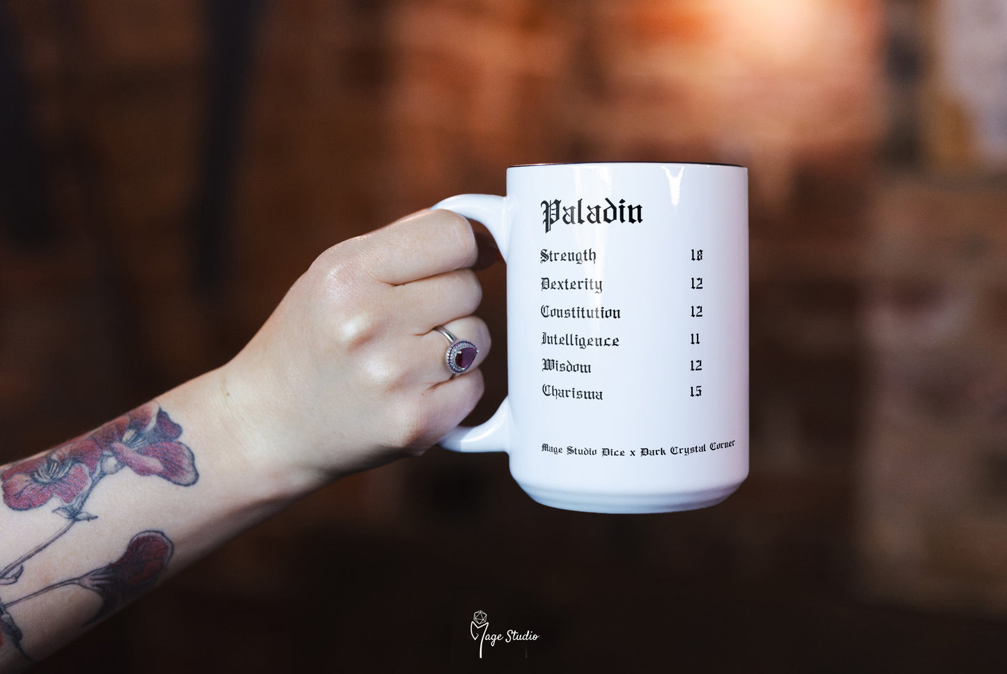 Paladin D&D class mug 450ml 15oz black inside / customization