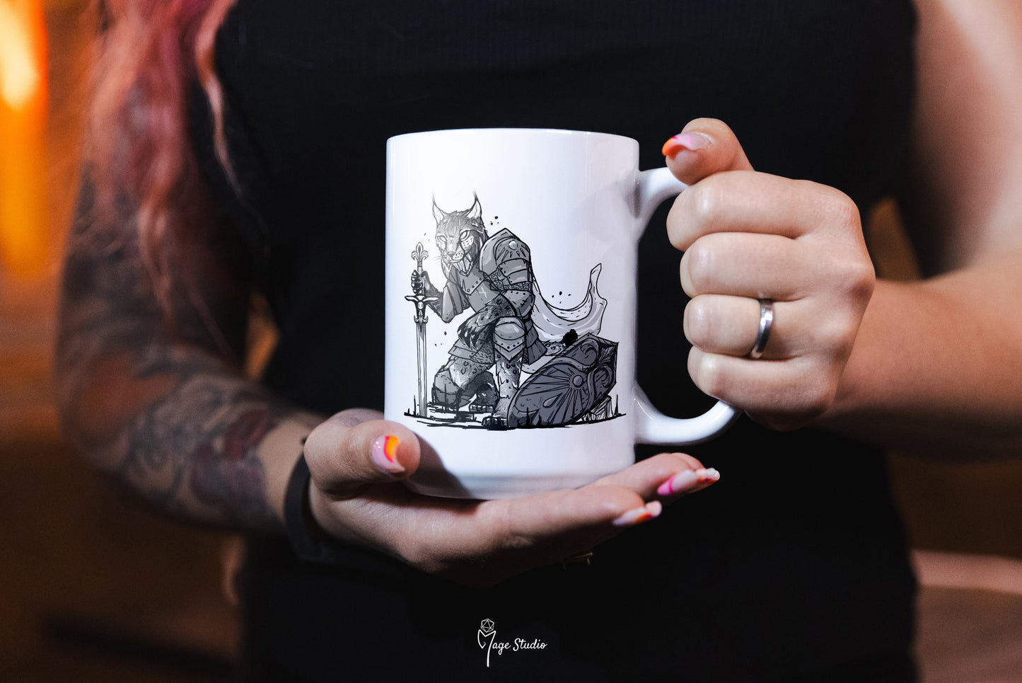 Paladin D&D class mug 450ml 15oz black inside / customization