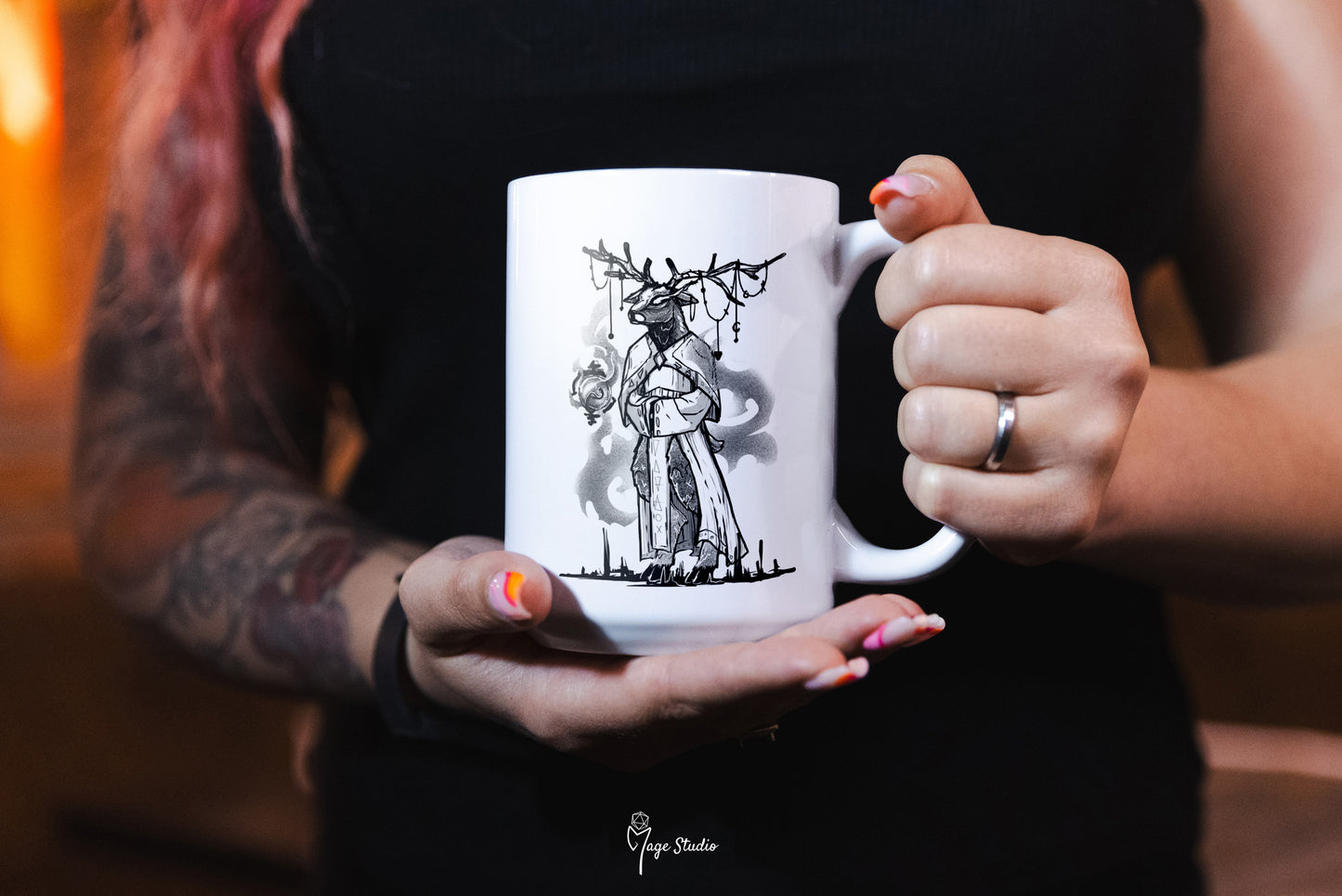 Sorcerer D&D class mug 450ml 15oz black inside / customization
