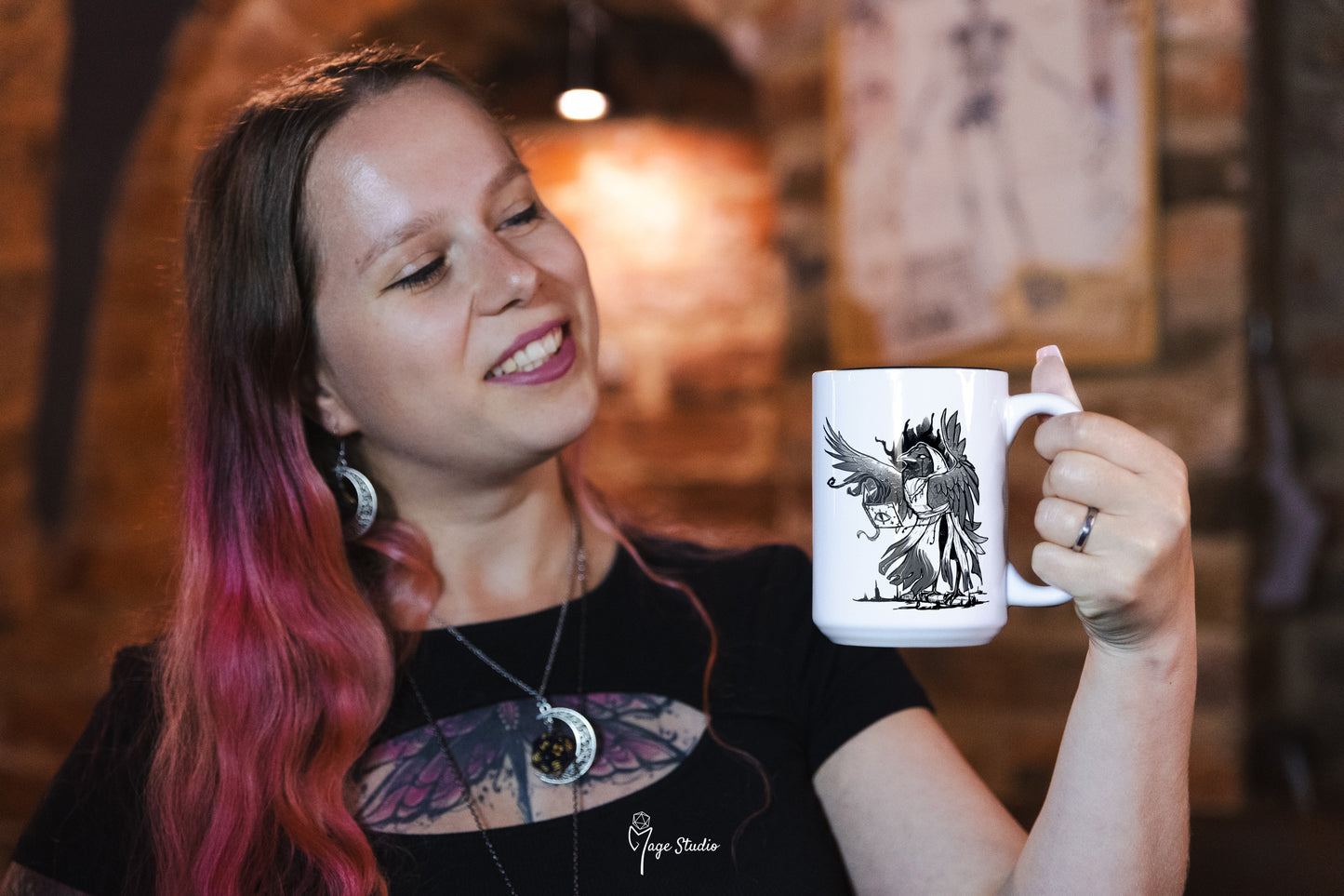 Warlock D&D class mug 450ml 15oz black inside / customization