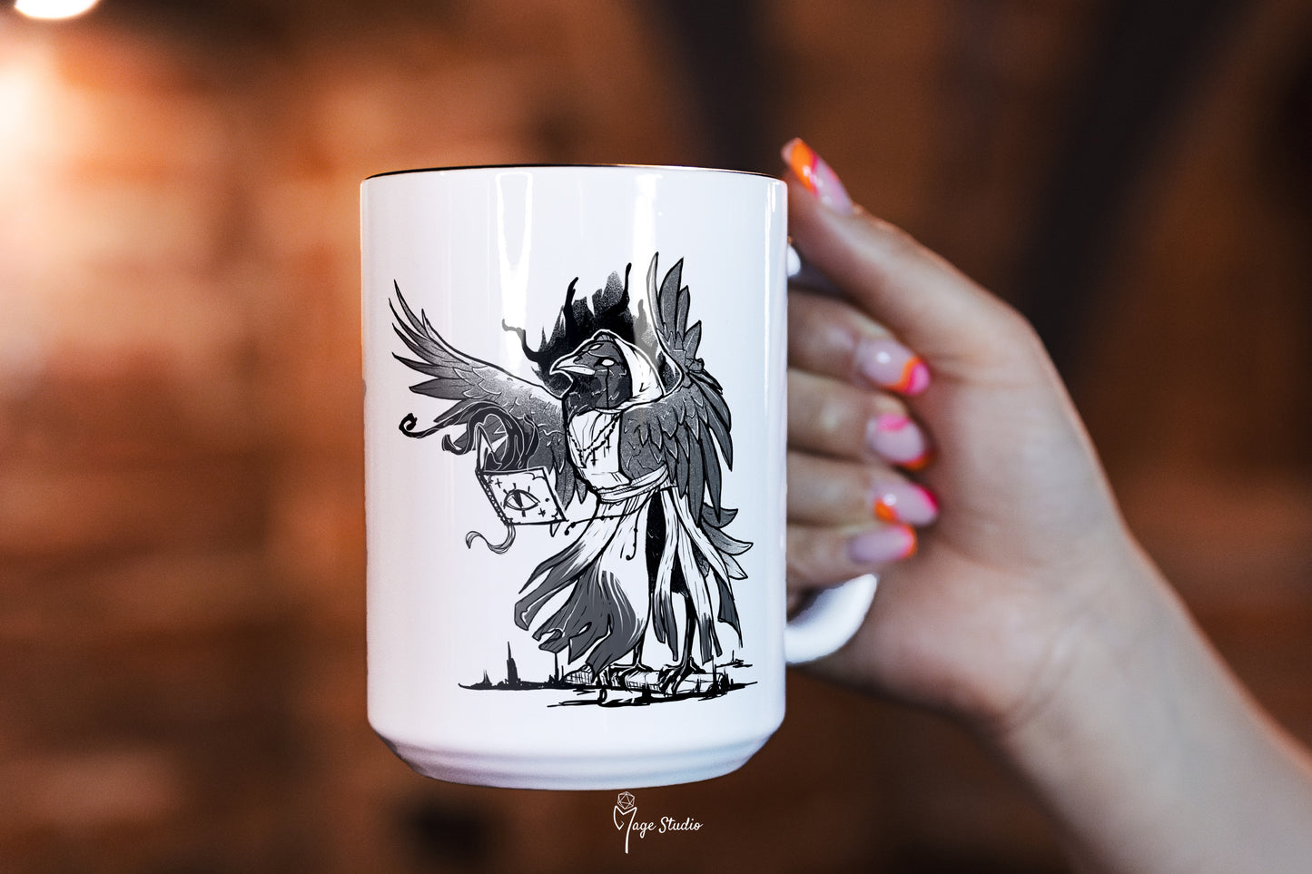 Warlock D&D class mug 450ml 15oz black inside / customization