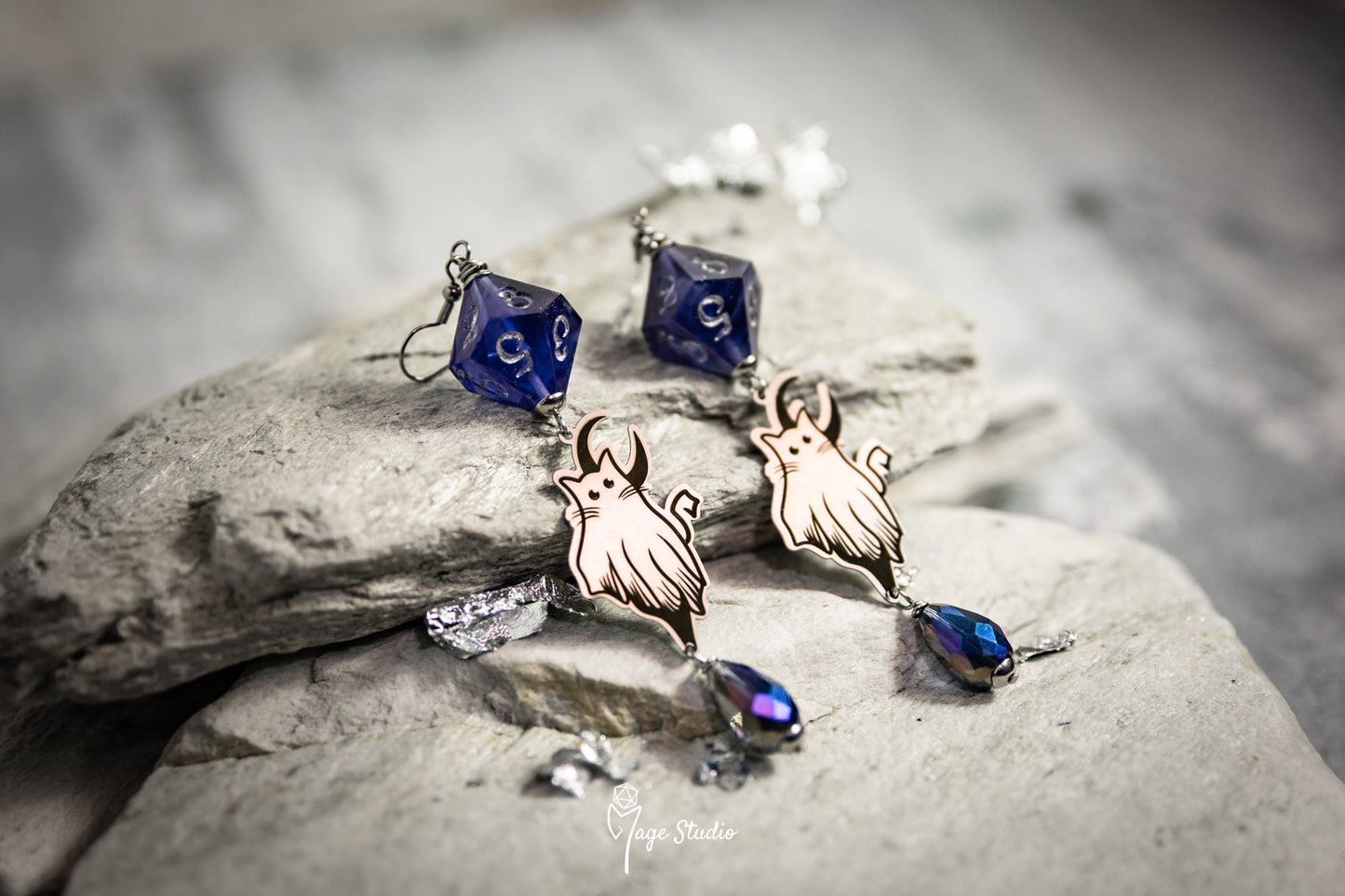 Ghost Kitty D10 earrings