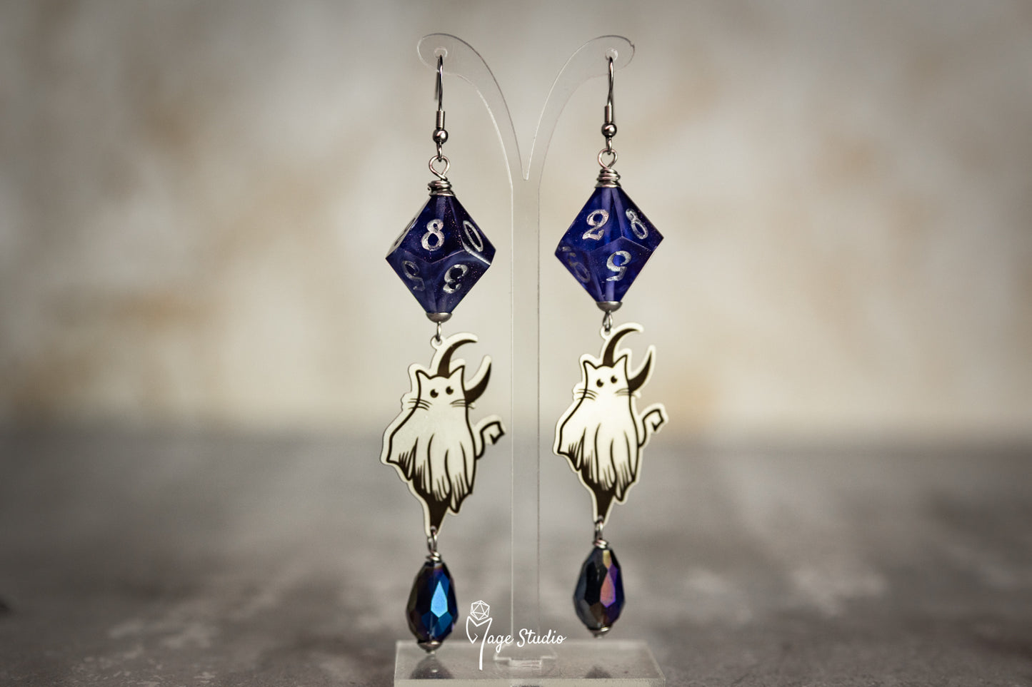 Ghost Kitty D10 earrings