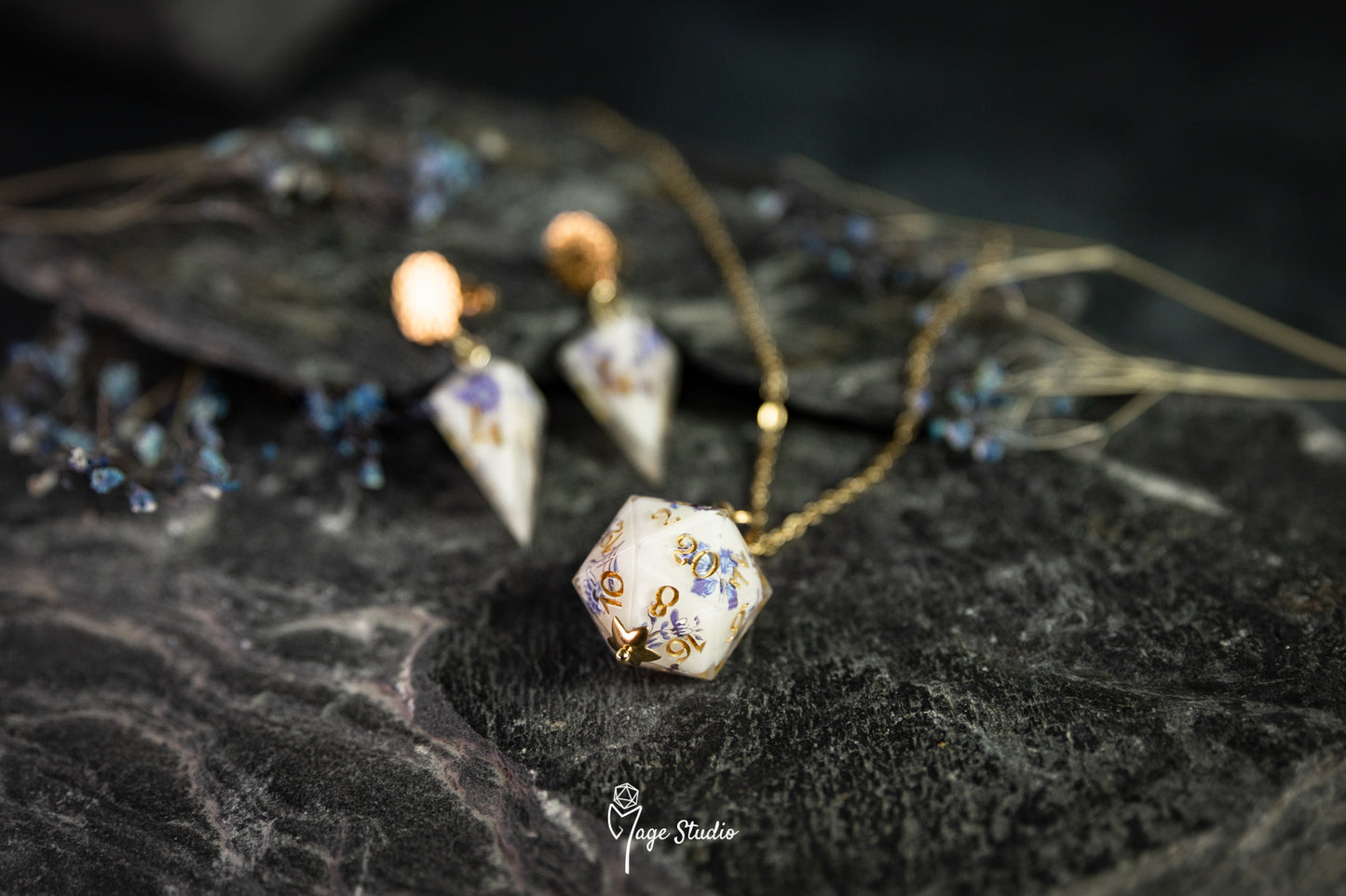 Porcelain D20 dice necklace