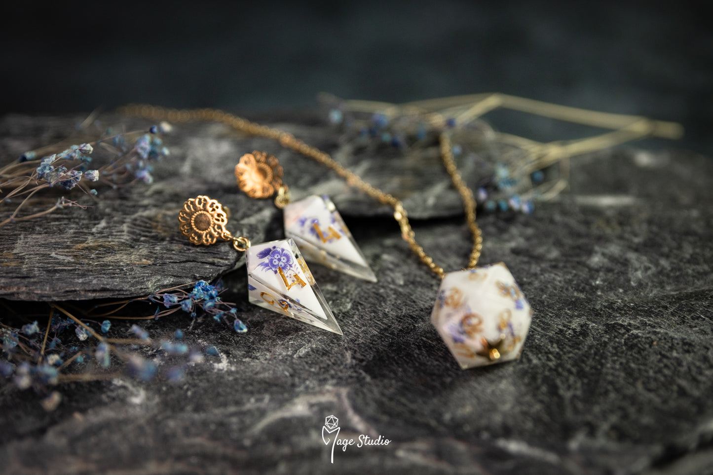 Porcelain D20 dice necklace