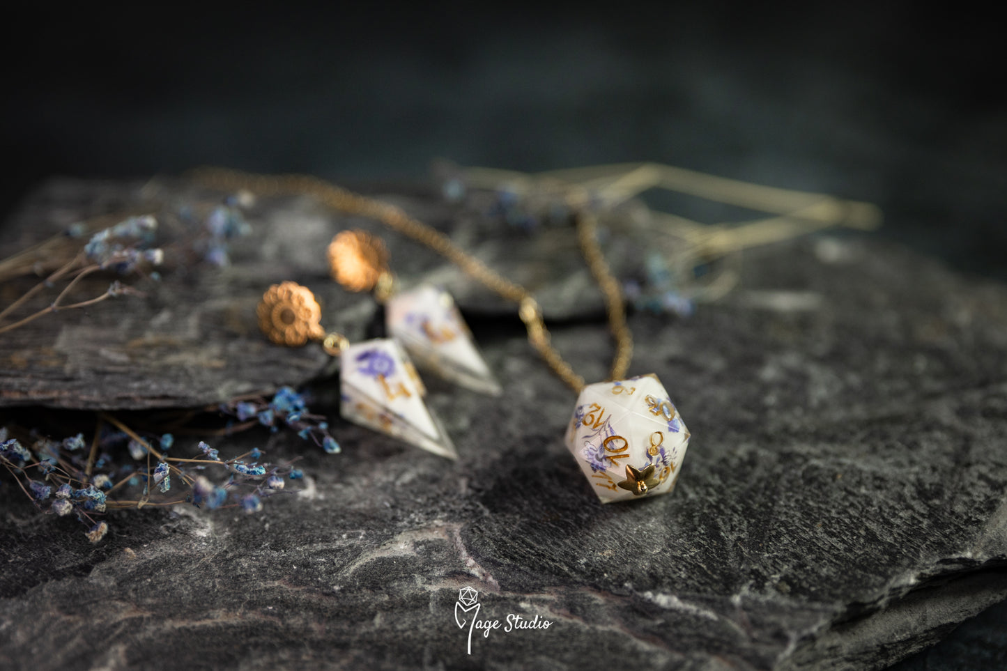 Porcelain D20 dice necklace
