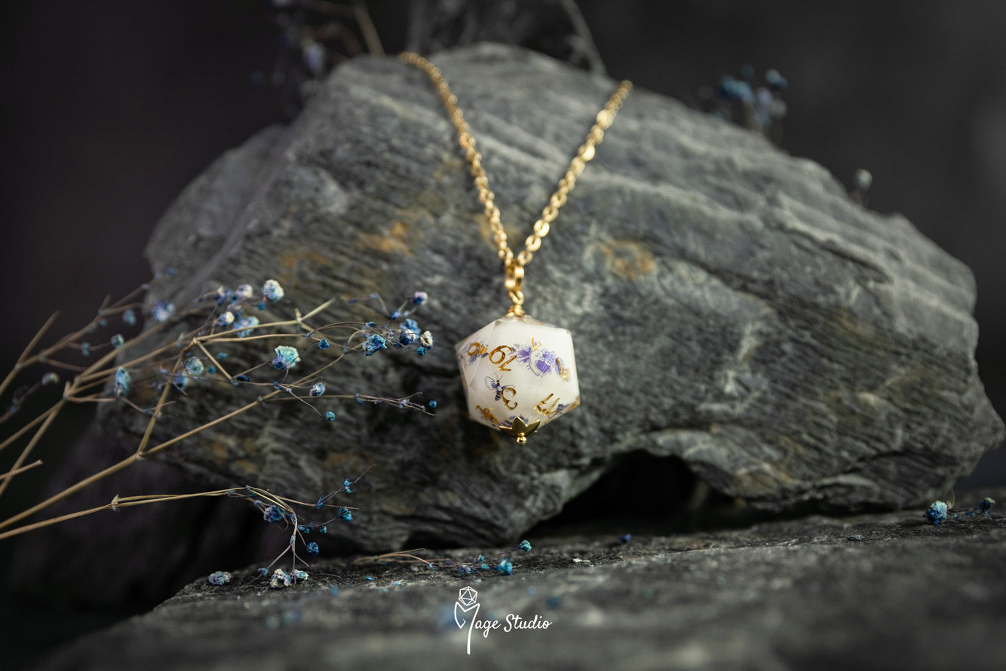 Porcelain D20 dice necklace