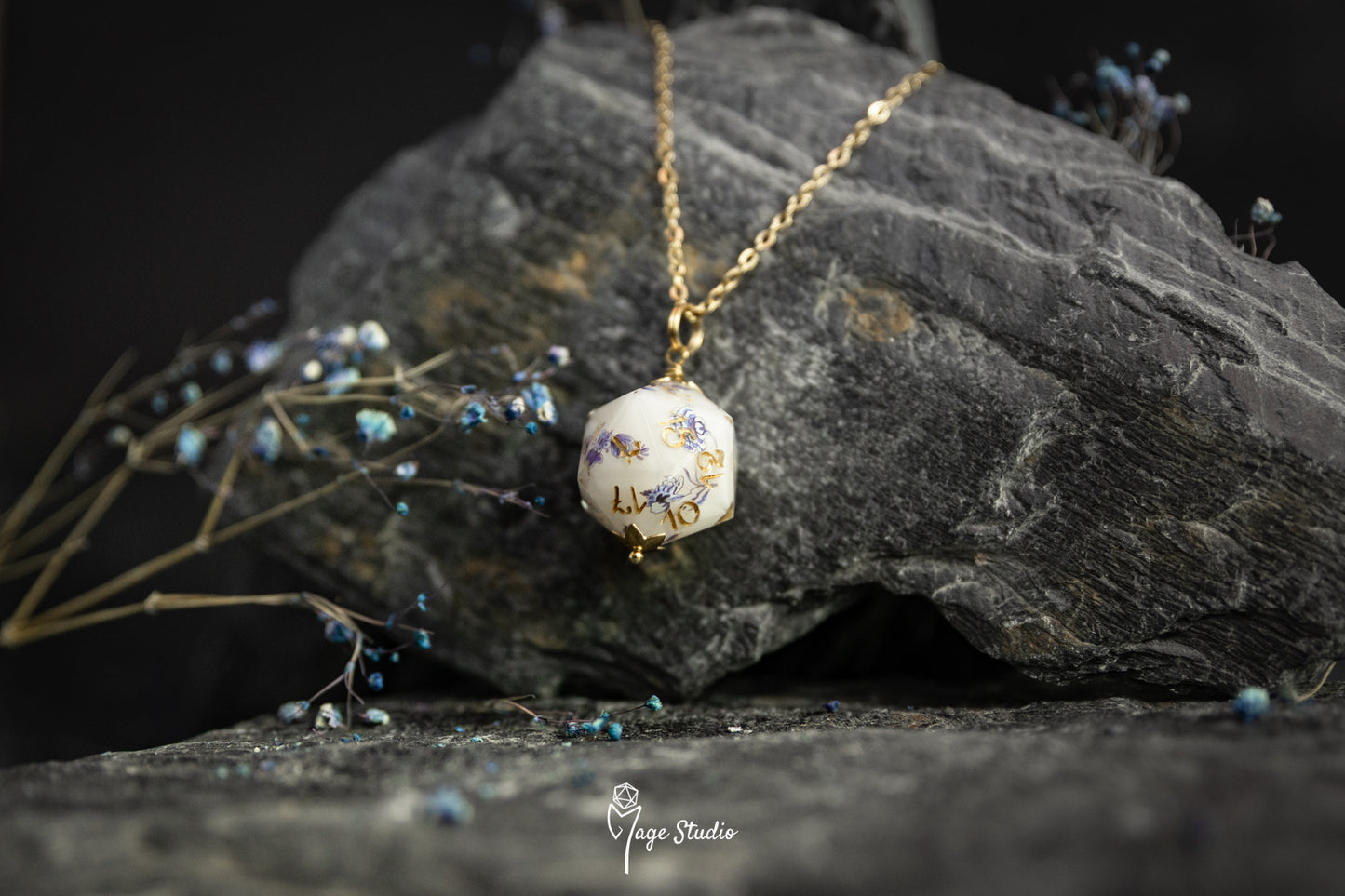 Porcelain D20 dice necklace