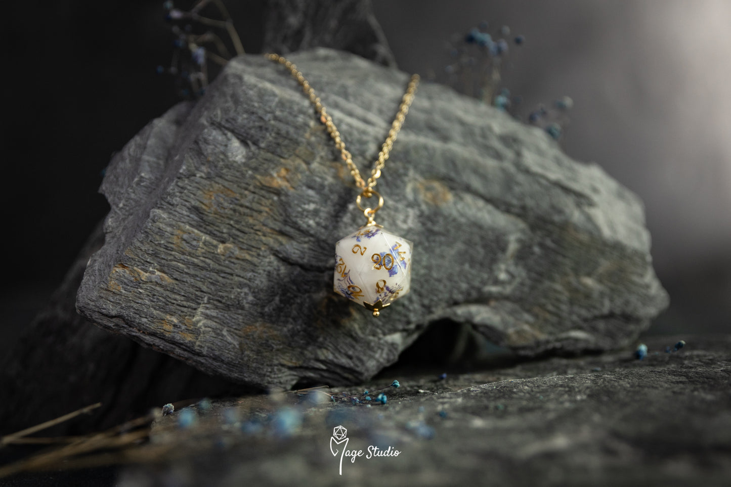 Porcelain D20 dice necklace