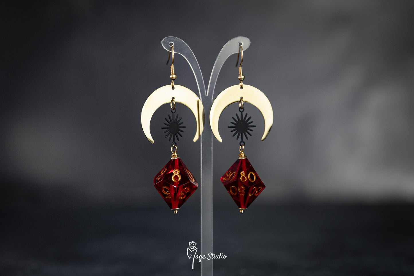 Red and Gold Luna D10 earrings