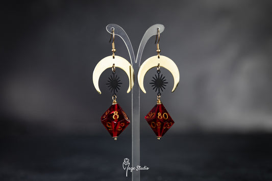 Red and Gold Luna D10 earrings