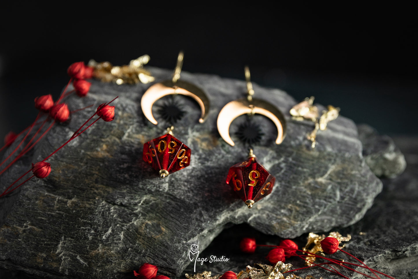 Red and Gold Luna D10 earrings