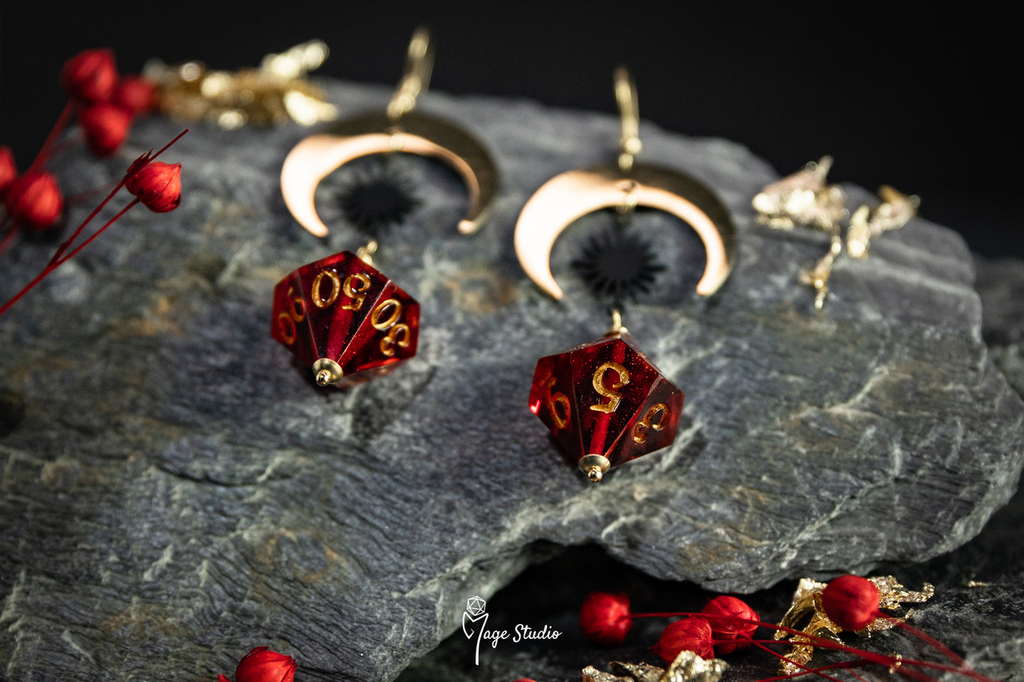 Red and Gold Luna D10 earrings