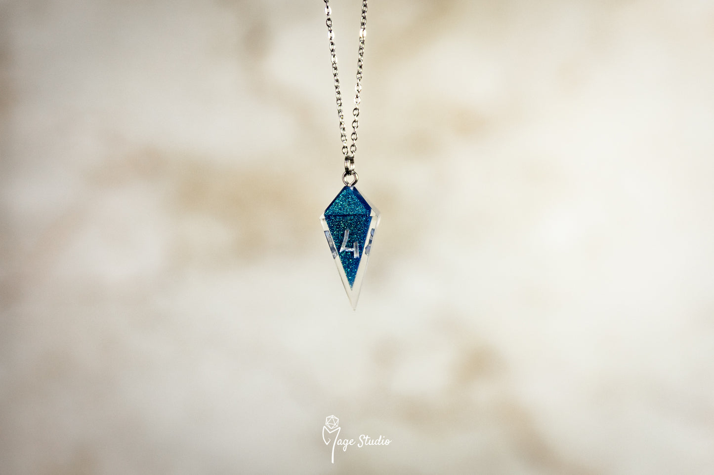 Glitter Blue Shard D4 die Necklace