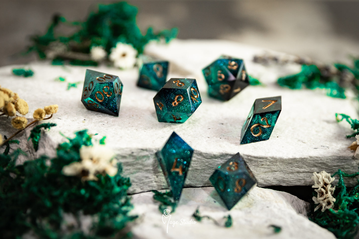 Dark Feywild dice set  (7pcs) alternative shapes