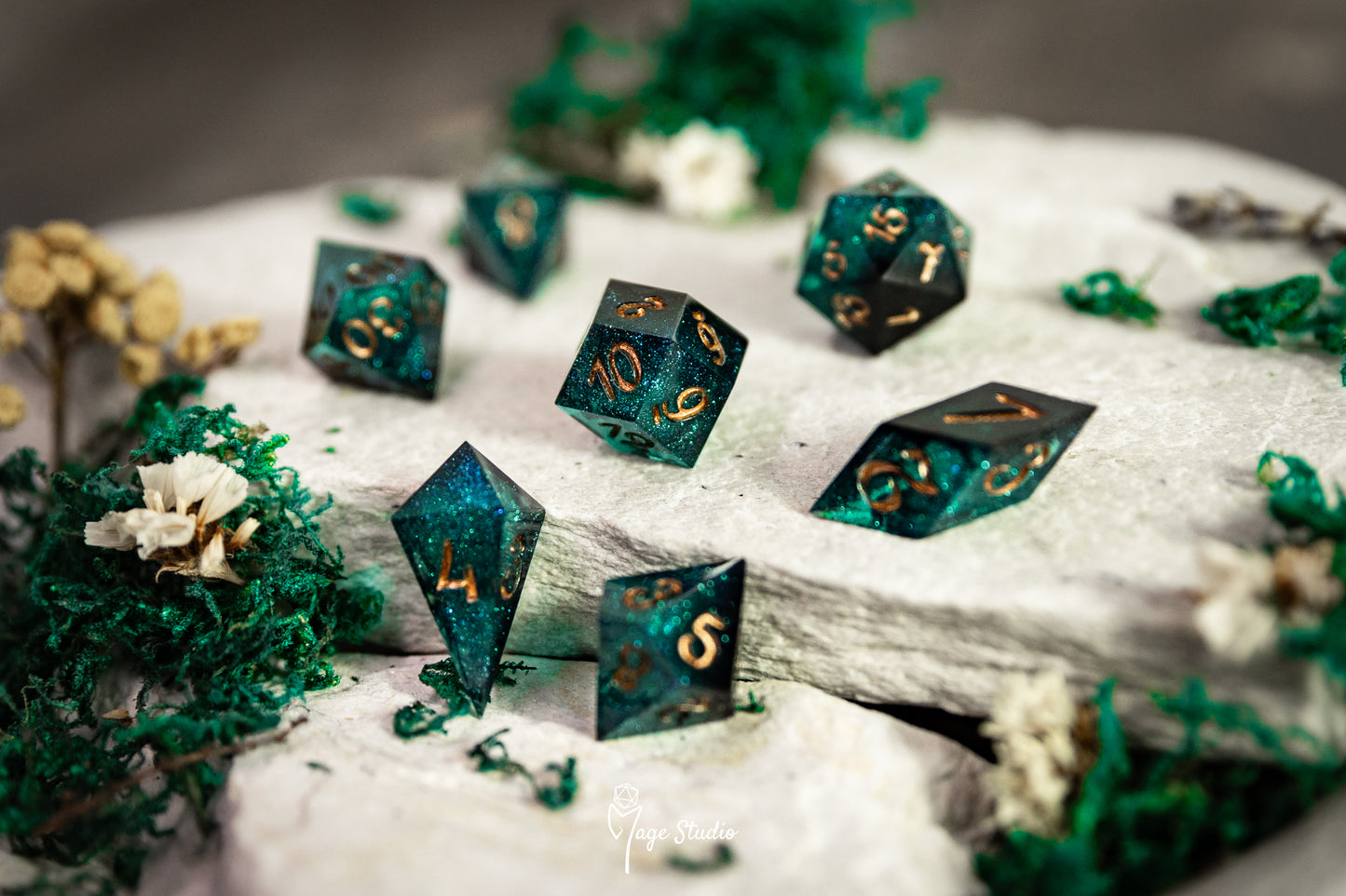 Dark Feywild dice set  (7pcs) alternative shapes
