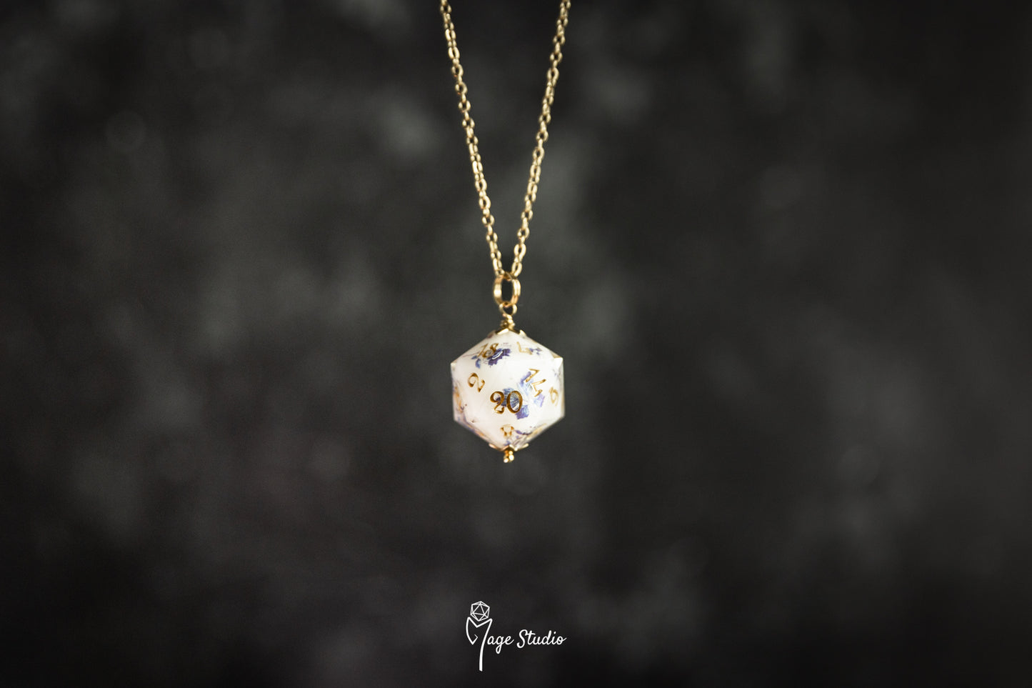 Porcelain D20 dice necklace