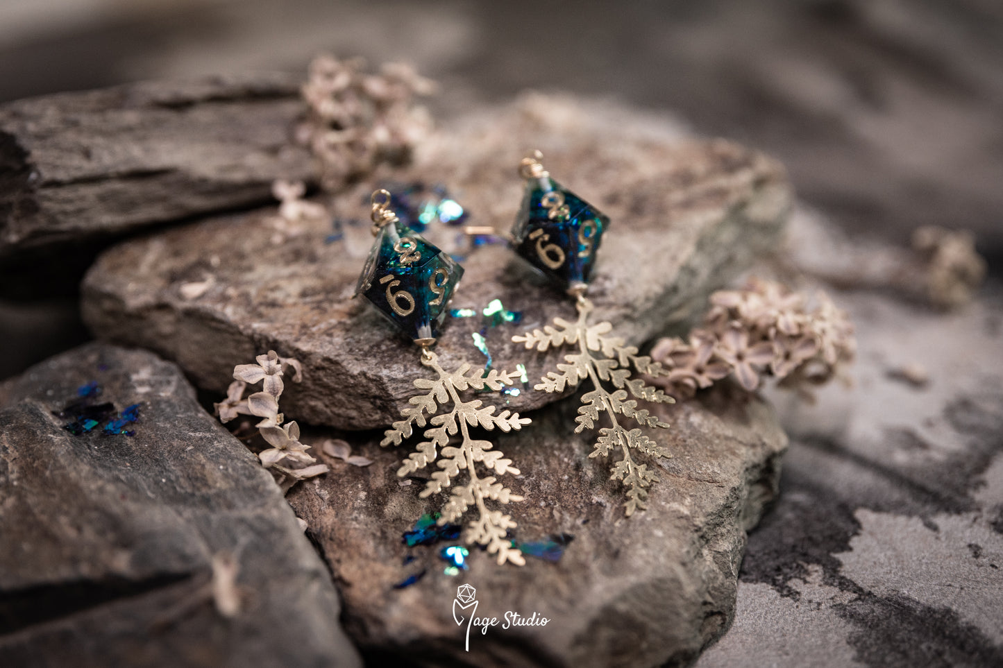 Fern D10 dice earrings