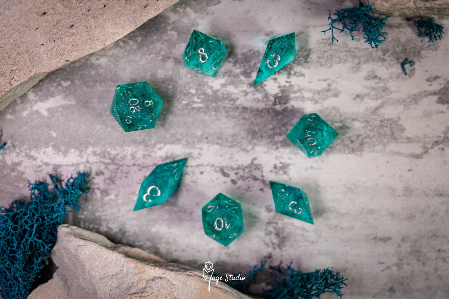 Twilight Glacier dice set  (7pcs) alternative shapes