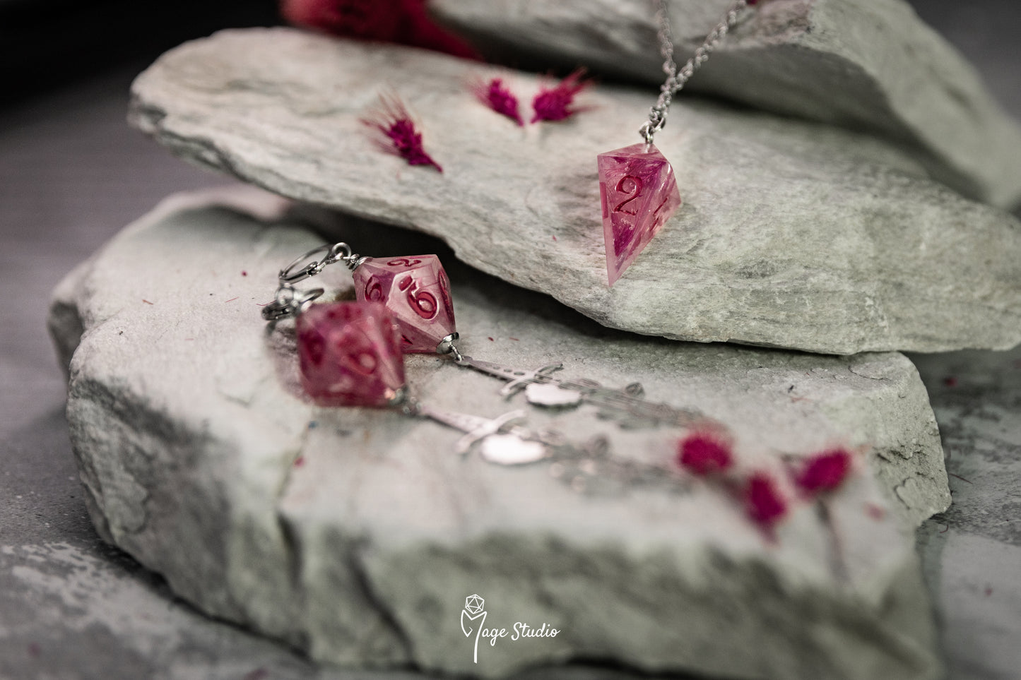 Barbierian D10 dice earrings