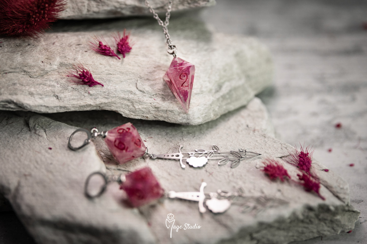 Barbierian D10 dice earrings