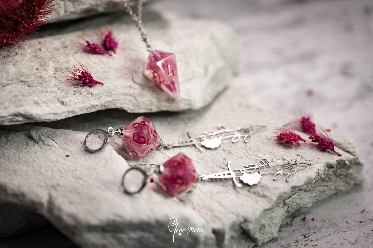 Barbierian D10 dice earrings