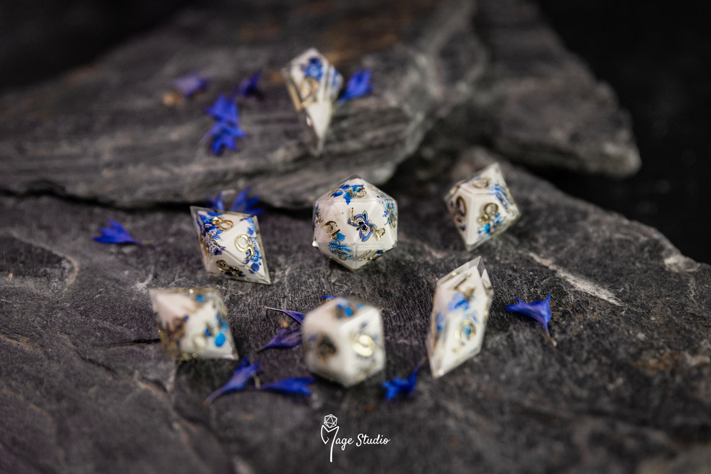 Porcelain dice set (7pcs) alt shapes