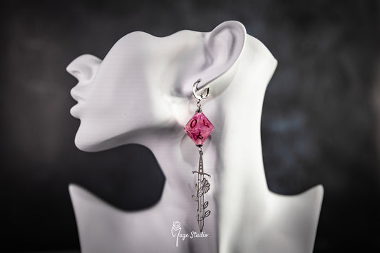 Barbierian D10 dice earrings