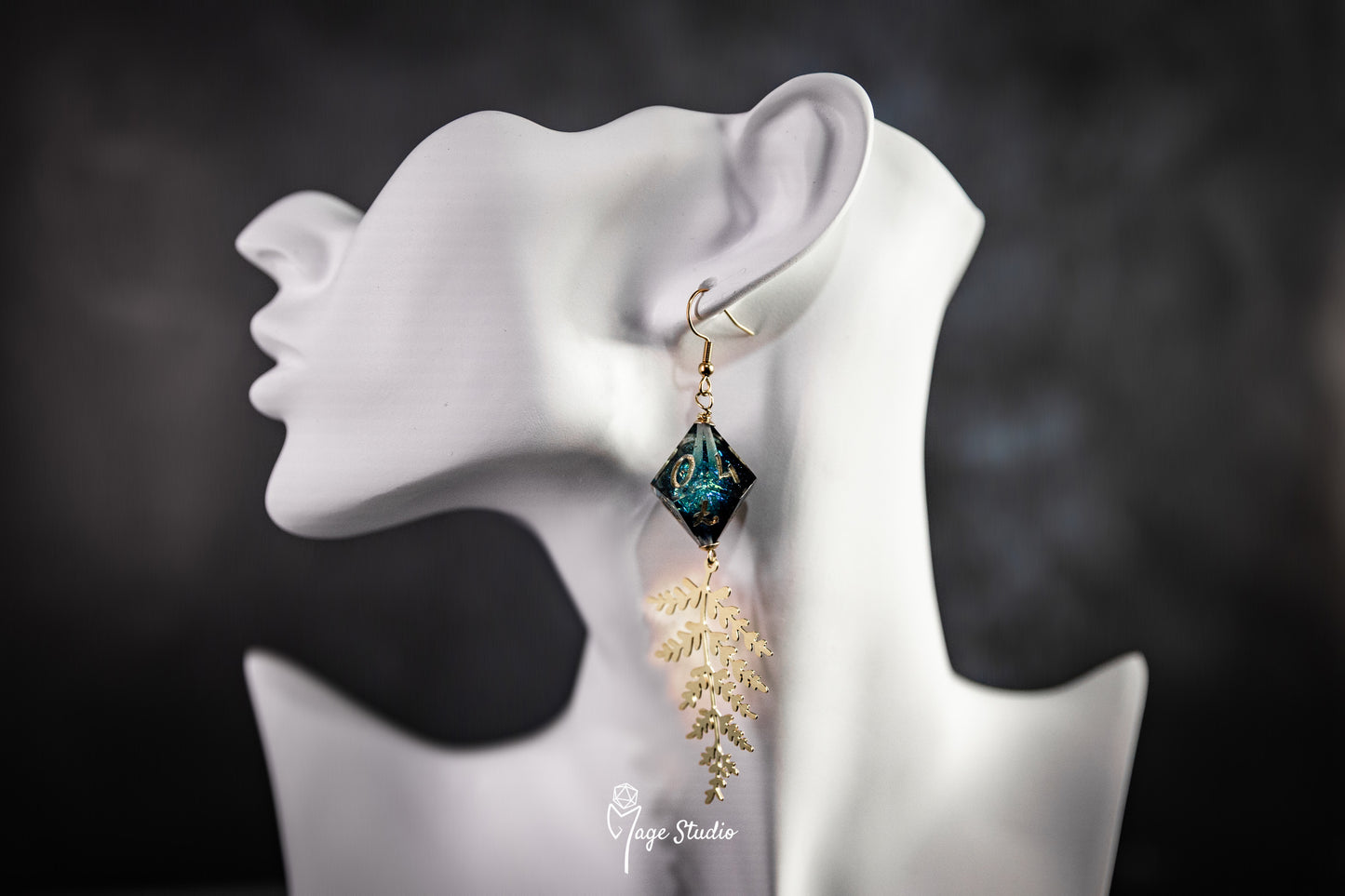 Fern D10 dice earrings