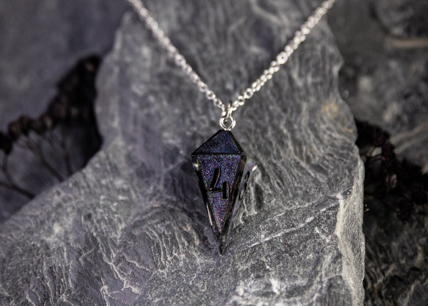 Holographic D4 die Necklace