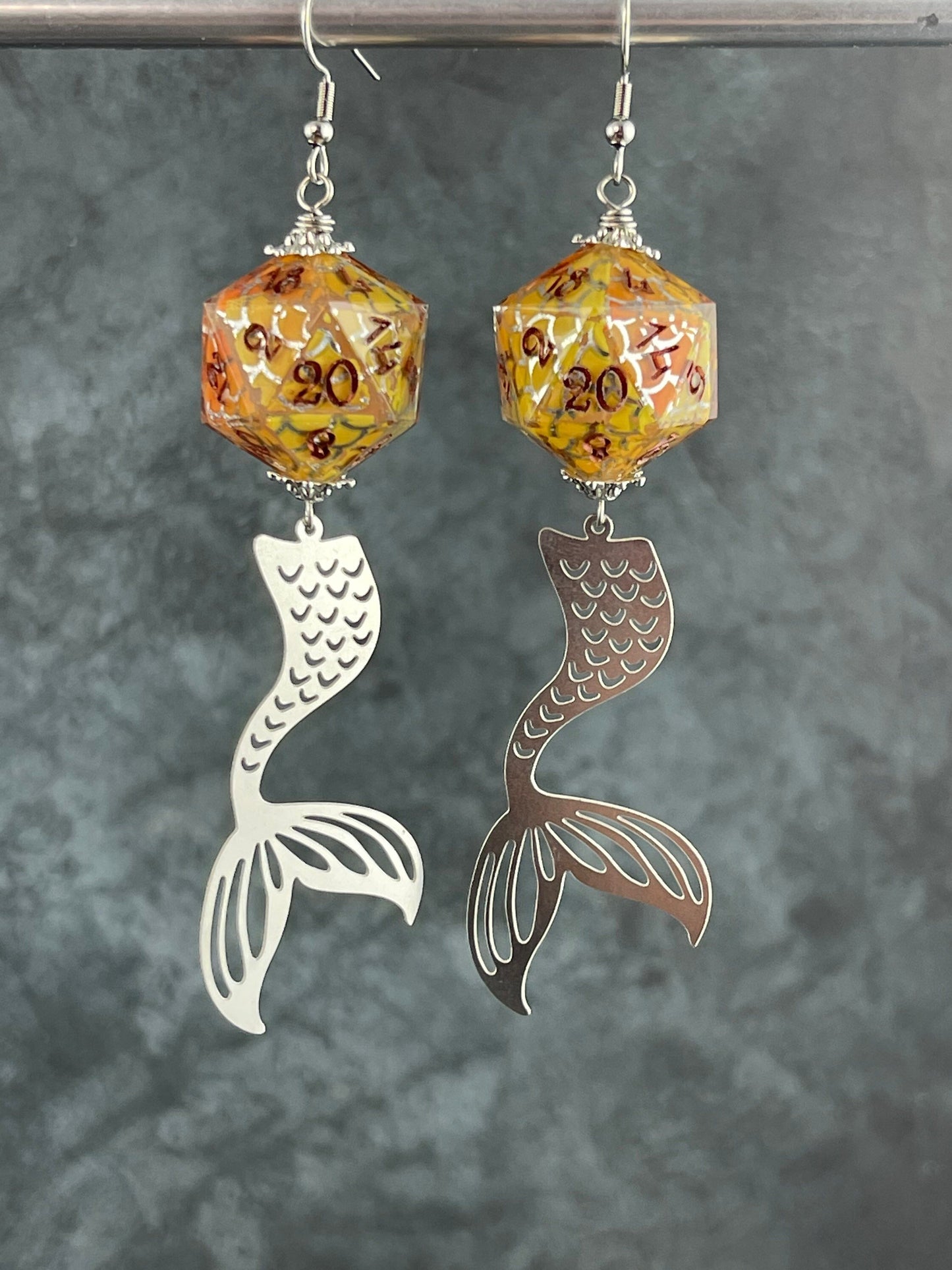 Mermaids D20 earrings yellow