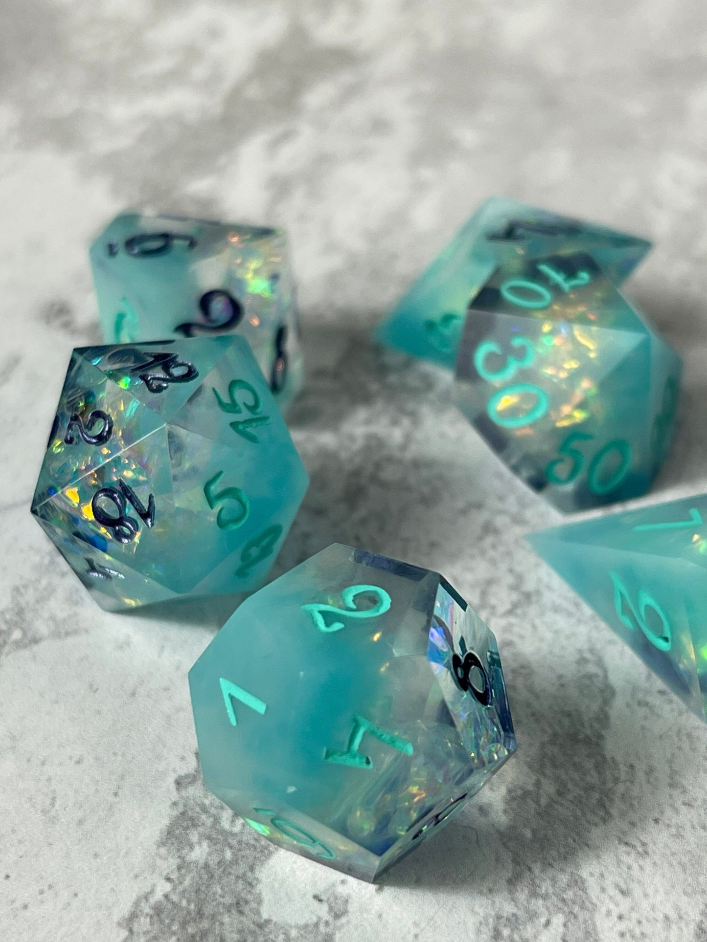 Enchanted Ice - handmade resin Dice set 7pcs