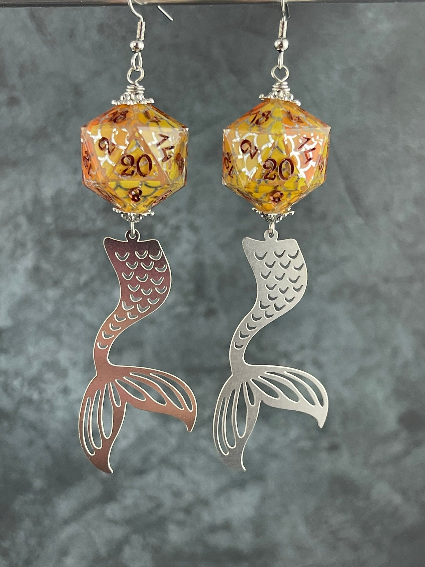 Mermaids D20 earrings yellow