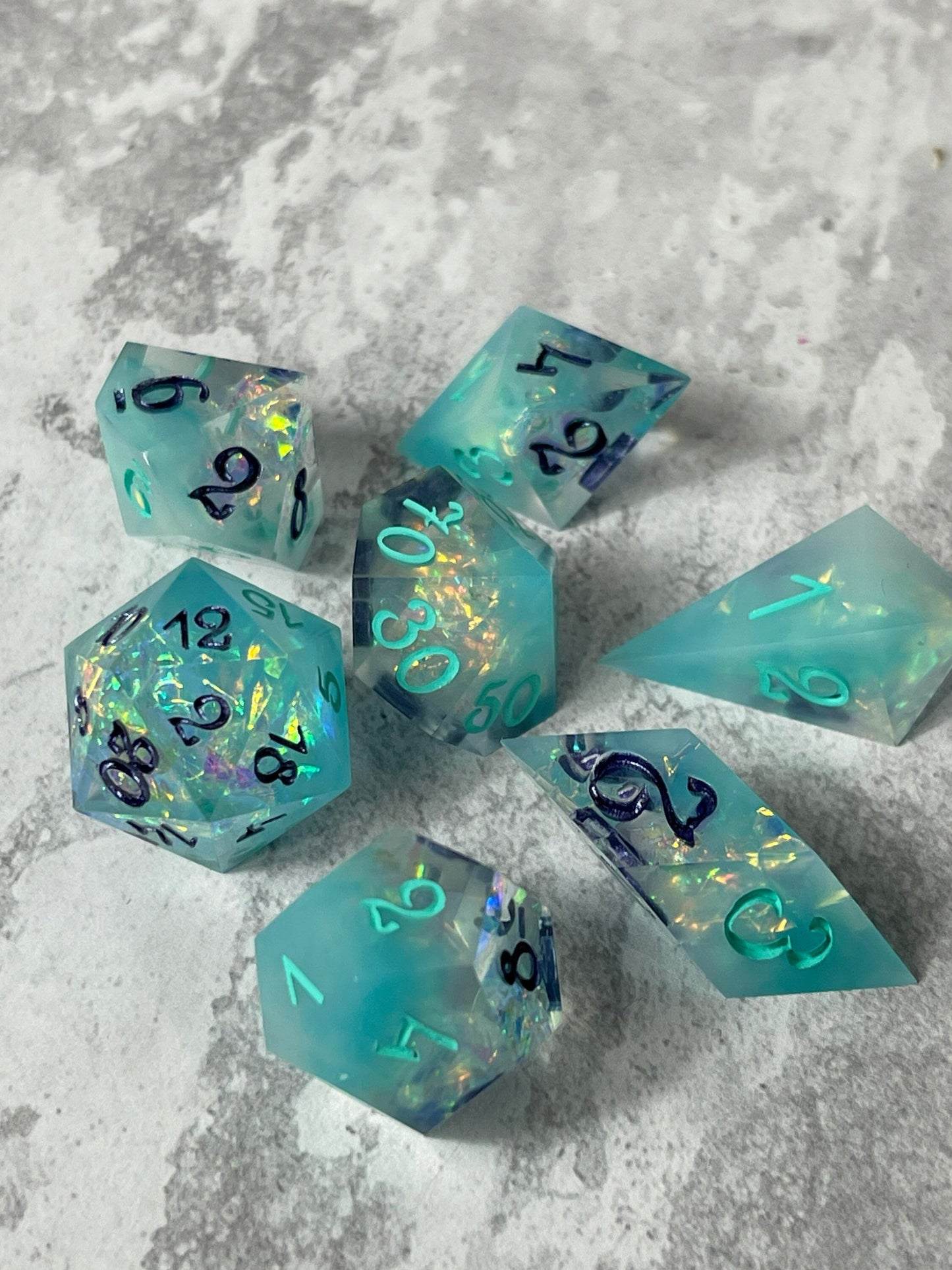 Enchanted Ice - handmade resin Dice set 7pcs