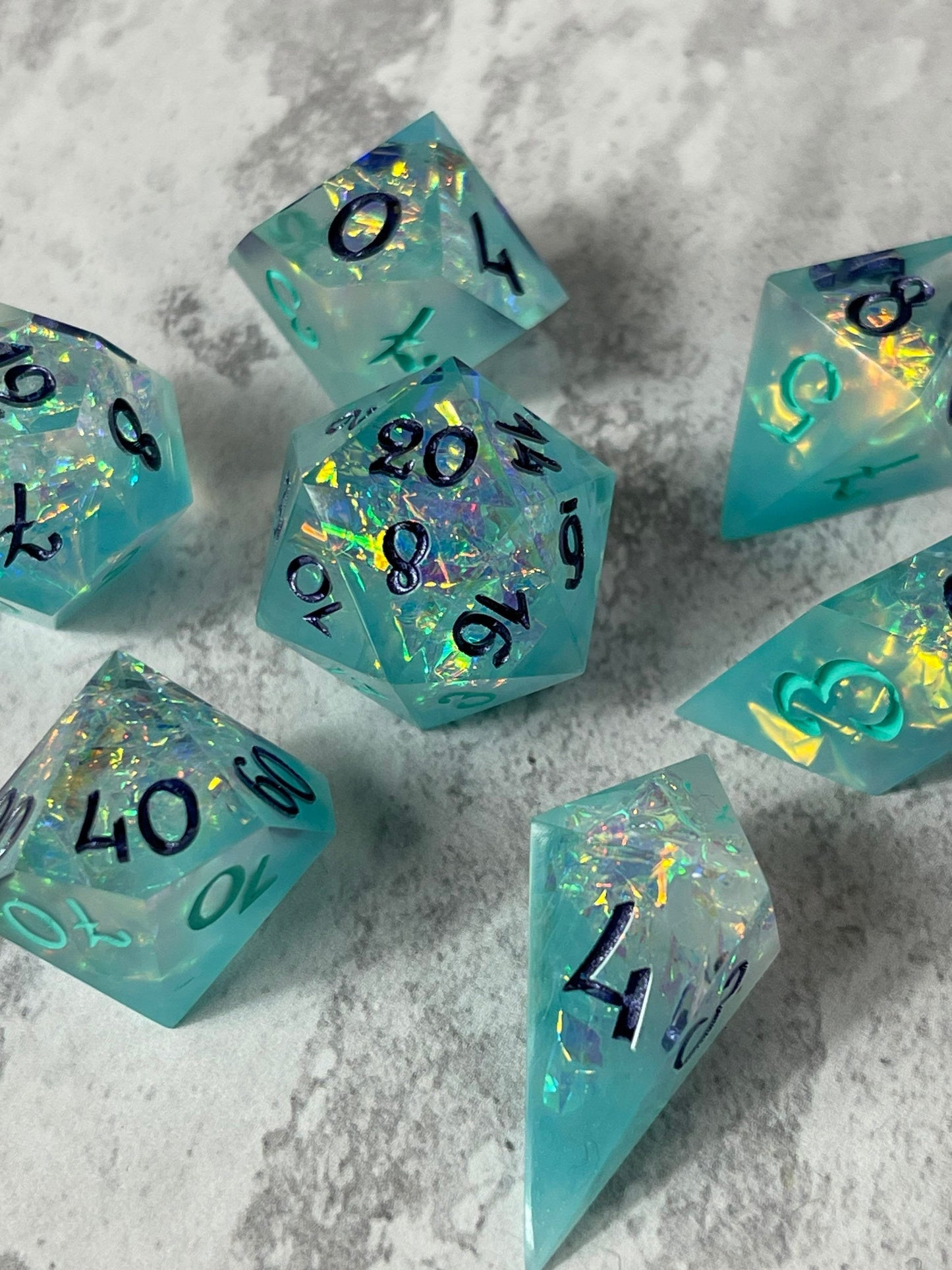 Enchanted Ice - handmade resin Dice set 7pcs
