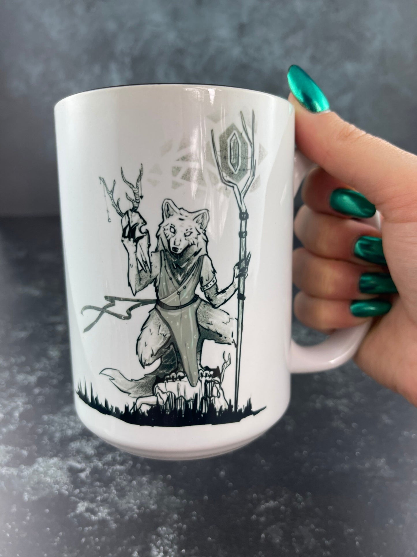 Druid  mug 450ml 15oz  black inside / customization